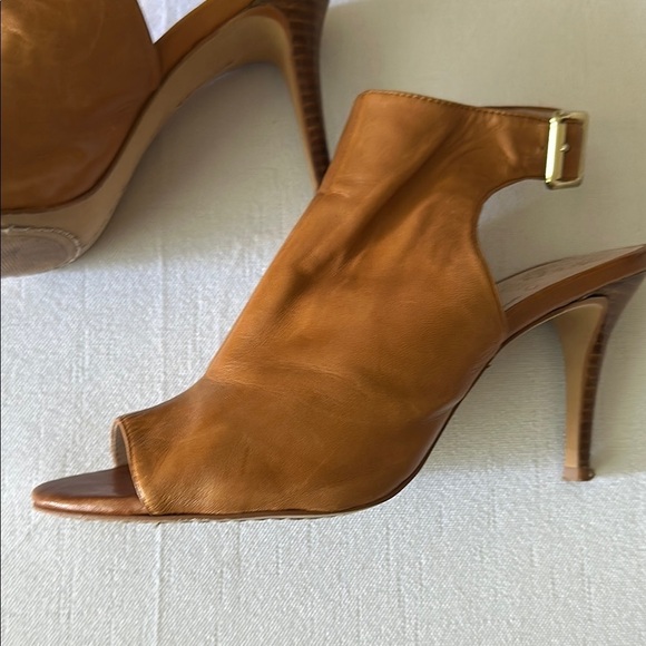 Vince Camuto Tan Peep-Toe Heels with Ankle Strap - Picture 2 of 7
